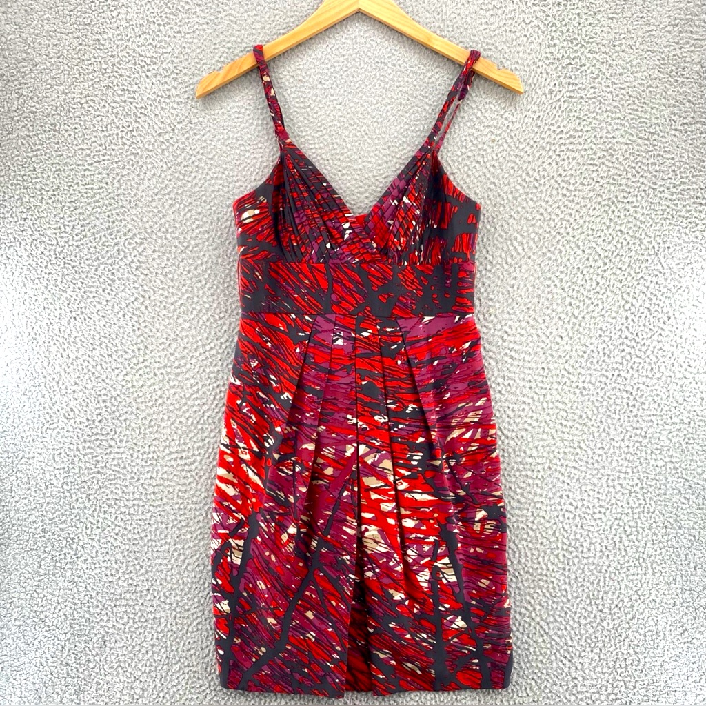 Bcbgmaxazria Sheath Dress Womens Belted Waist Tie Pleated Size 0